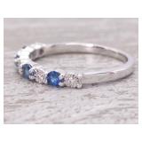 Bluebell Blue Sapphire and Diamond Band / Ring in 14k Gold