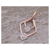 Double Dangle Diamond Cluster Pendant in 14k Rose Gold