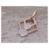 Double Dangle Diamond Cluster Pendant in 14k Rose Gold