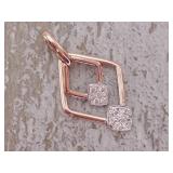 Double Dangle Diamond Cluster Pendant in 14k Rose Gold