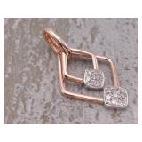 Double Dangle Diamond Cluster Pendant in 14k Rose Gold