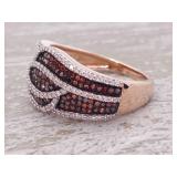 *5.0 Carat Dark Orange and White Diamond Estate Ring in Rose Gold