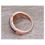 *5.0 Carat Dark Orange and White Diamond Estate Ring in Rose Gold