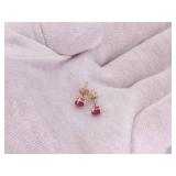 1.20 Carat Raspberry Red Ruby Stud Earrings in 14k Gold