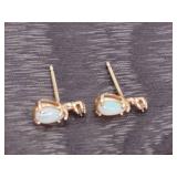 Glowing Tear Drop Opal and Diamond Earrings in 14k Gold