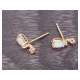 Glowing Tear Drop Opal and Diamond Earrings in 14k Gold