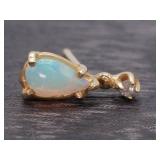 Glowing Tear Drop Opal and Diamond Earrings in 14k Gold
