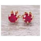 Vintage Buttercup Ruby Stud Earrings in 14k Gold