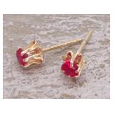 Vintage Buttercup Ruby Stud Earrings in 14k Gold