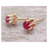 Vintage Buttercup Ruby Stud Earrings in 14k Gold