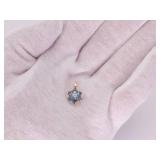 1.13 Carat Floral Cluster Aquamarine and Diamond Pendant in 14k Gold