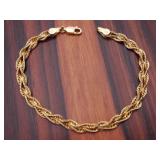 Wishbone Twisted Weave Link Bracelet in Yellow Gold