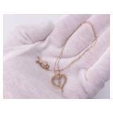 Vintage Heart Necklace With Diamond Dangle 14k Gold