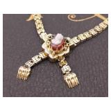 Over 100 Year Old "Book" Link Necklace With Cameo Pendant