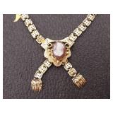 Over 100 Year Old "Book" Link Necklace With Cameo Pendant