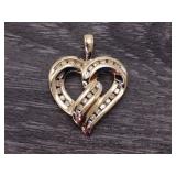 *Weaved Heart Pendant With Diamonds in Yellow Gold