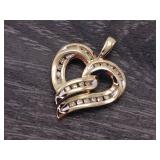 *Weaved Heart Pendant With Diamonds in Yellow Gold