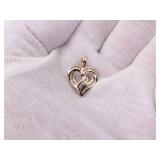 *Weaved Heart Pendant With Diamonds in Yellow Gold