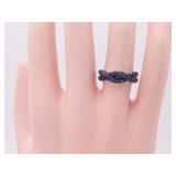 1/2 Carat Blue Diamond Twist Silver Ring