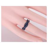 1/2 Carat Blue Diamond Twist Silver Ring