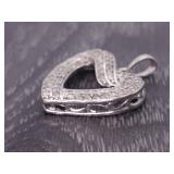1.0 Carat Double Row Silver Heart Pendant