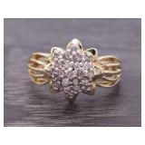 .46 Carat Diamond Cluster Estate Ring in Yellow Gold