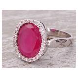 Large Ruby Halo Estate Statement Ring
