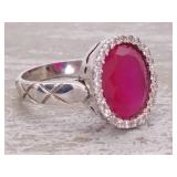 Large Ruby Halo Estate Statement Ring