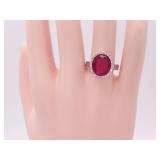 Large Ruby Halo Estate Statement Ring