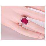 Large Ruby Halo Estate Statement Ring