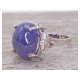 Large Natural Tanzanite and White Sapphire Estate Ring