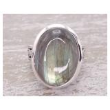 Large Natural Labradorite Estate Ring with Celtic Scroll Design