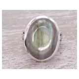 Large Natural Labradorite Estate Ring with Celtic Scroll Design