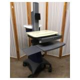 WOW MSRP $4000 Ergotron StyleView Industrial Grade Mobile Laptop Or Stand Up/Sit Computer Workstation Height Adjustable Platform Medical COW Cart - Electronics Not Included! No Key!
