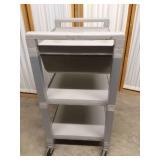 3-Shelf Utility Cart with Drawer and Side Handles