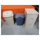 File Cabinet & Trash Cans