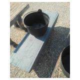 3 Benches with attached plastic pots.