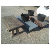 3 Benches with attached plastic pots.
