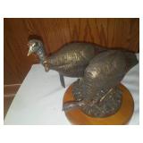 2 Wild Turkeys Statue Double Take By Big Sky Carvers