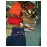 Wool Poncho, Scarf & blankets.