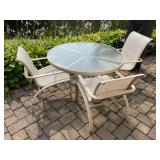 Brown Jordan Glass Top Patio Table With Three Chairs
