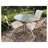 Brown Jordan Glass Top Patio Table With Three Chairs