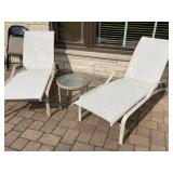 2 Brown Jordan Adjustable Lounges with an Accent Table