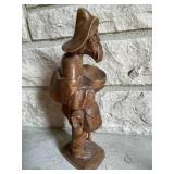 Wood Carving of Man With Bowl and Walking Stick