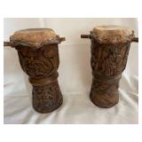 Ornate Hand Carved Bongo Drums