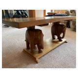 Coffee Table With Hand Carved Elephant Legs