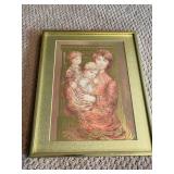 Metallic Mother and Children Framed Art
