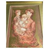 Metallic Mother and Children Framed Art