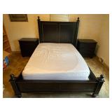 Queen Sized Wooden Bed With Two Wooden Nightstands