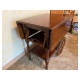 Drop Leaf Tea Cart With Removable Tray and Drawer